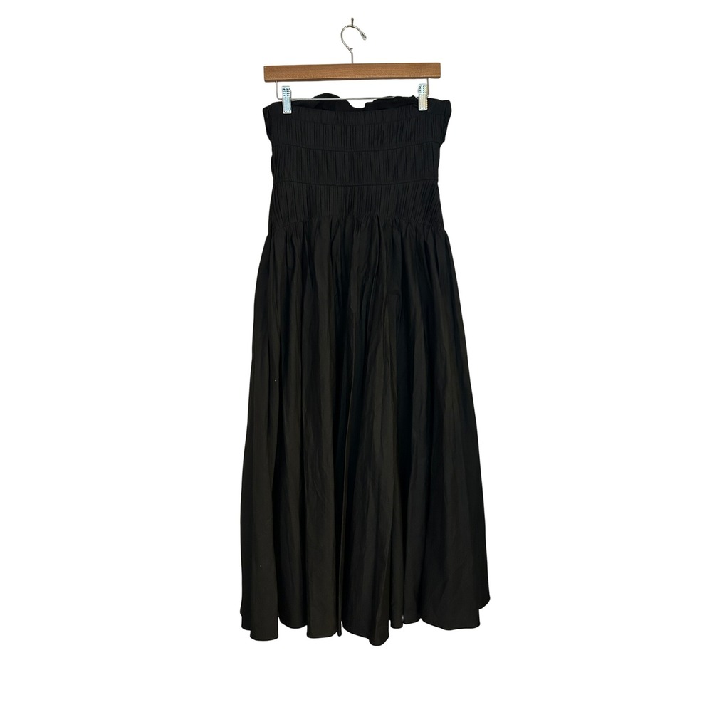 Moon River Black Strapless Pleated Bodice Cotton Maxi Dress Size Small - Picture 5 of 9